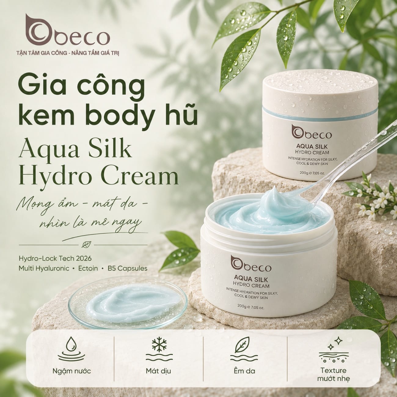 Kem body hũ Aqua Silk Hydro Cream do BECO gia công