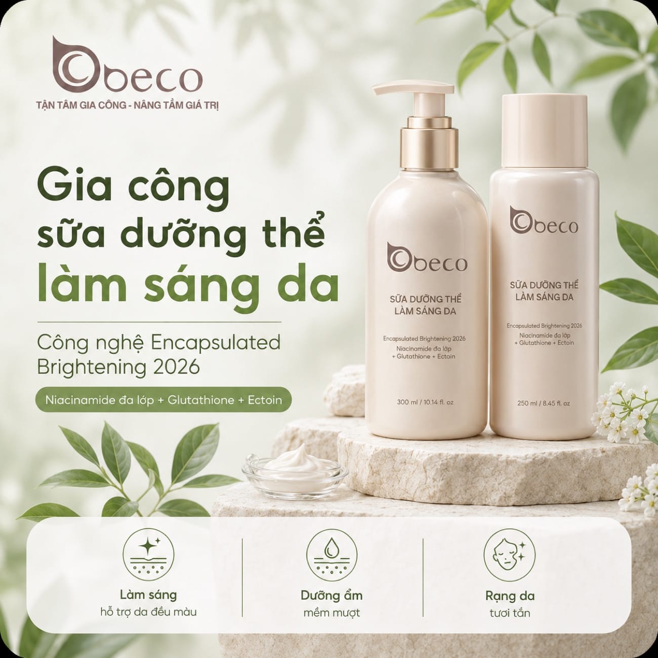 Sữa dưỡng thể làm sáng da do BECO gia công