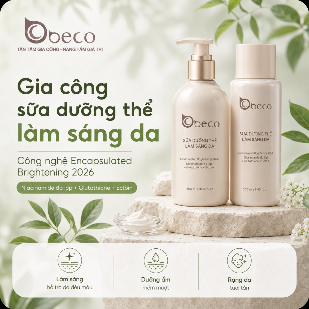 Sữa dưỡng thể làm sáng da do BECO gia công