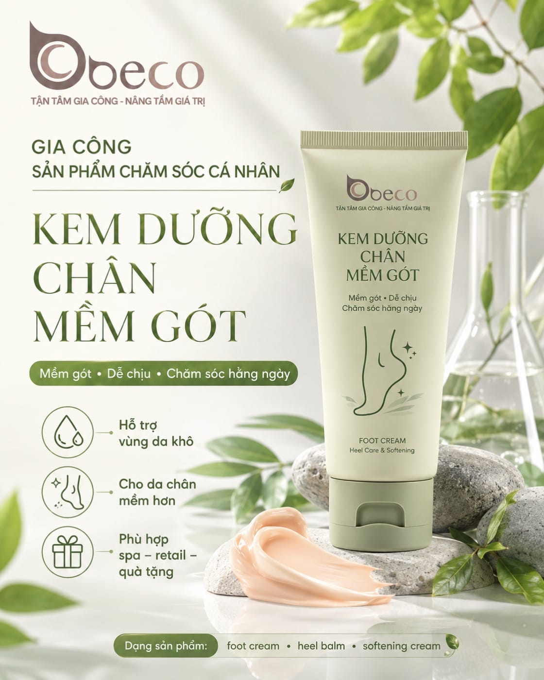 Kem dưỡng chân mềm gót do BECO gia công, tuýp 75ml