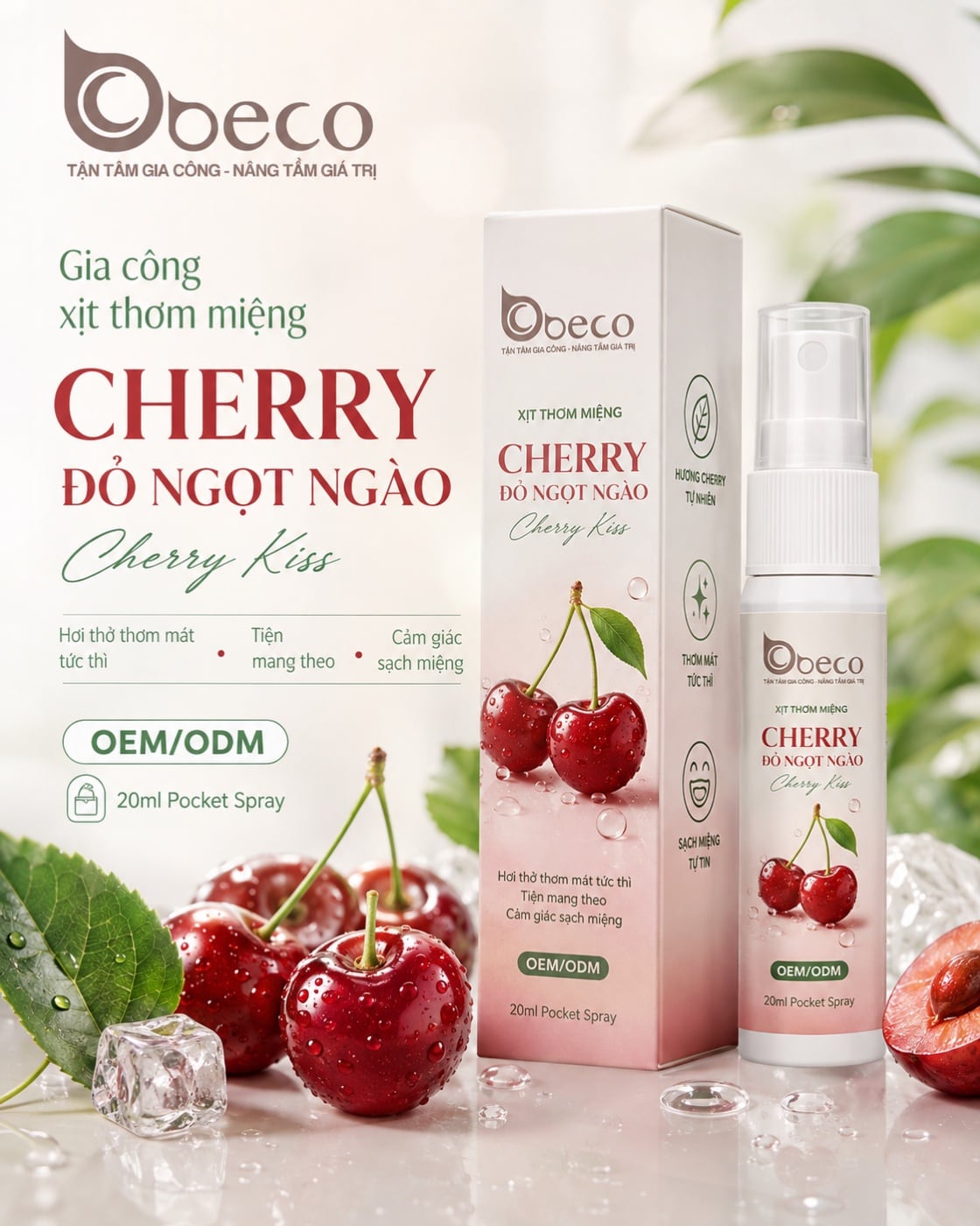 Xịt thơm miệng hương cherry Cherry Kiss của BECO