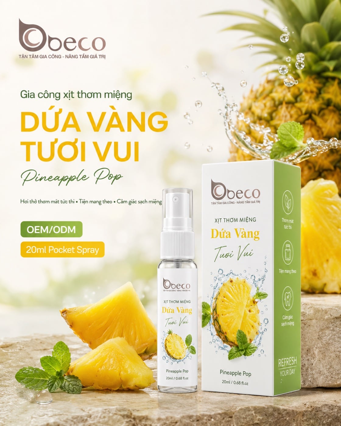 Xịt thơm miệng hương dứa Pineapple Pop của BECO
