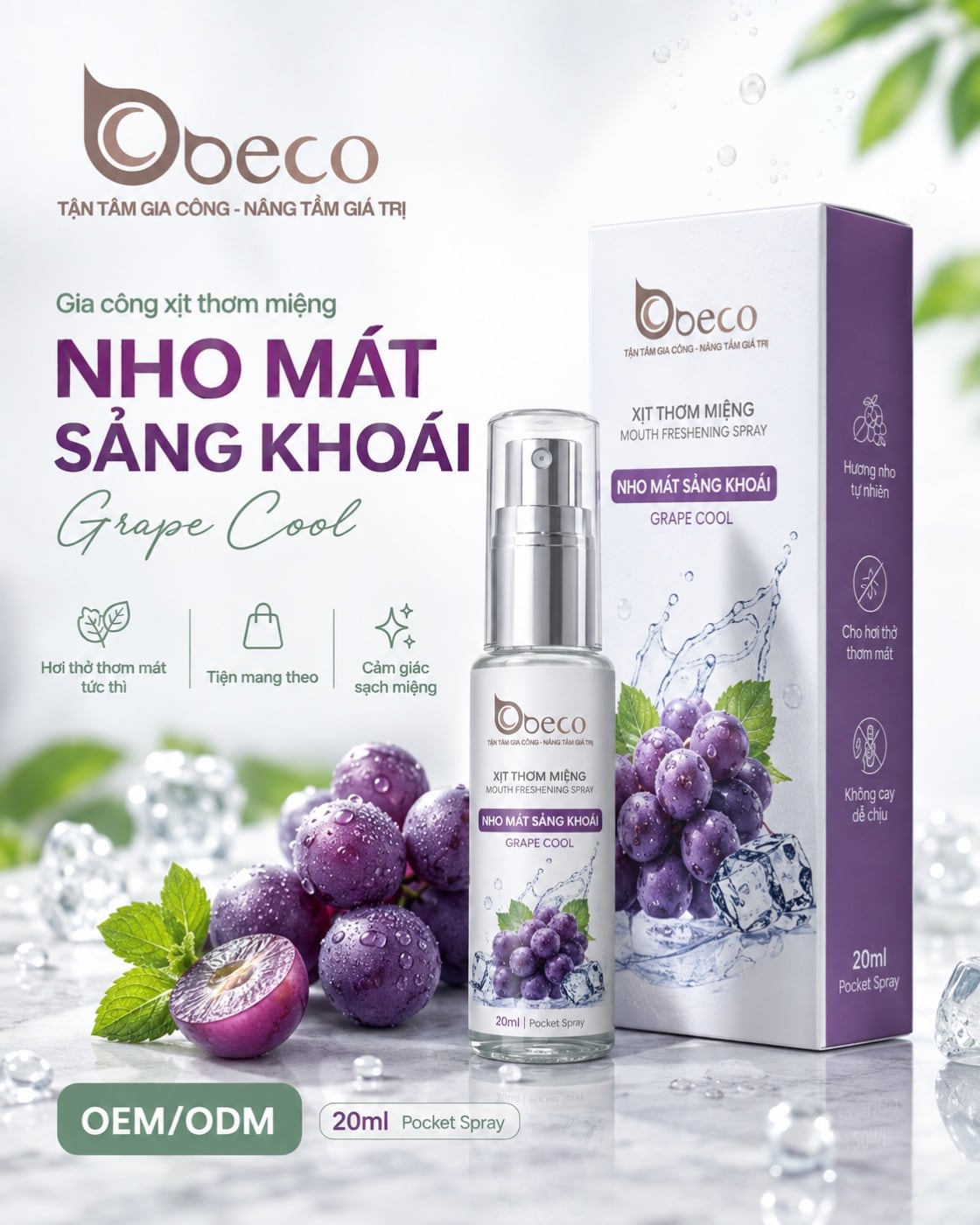 Xịt thơm miệng hương nho Grape Cool của BECO