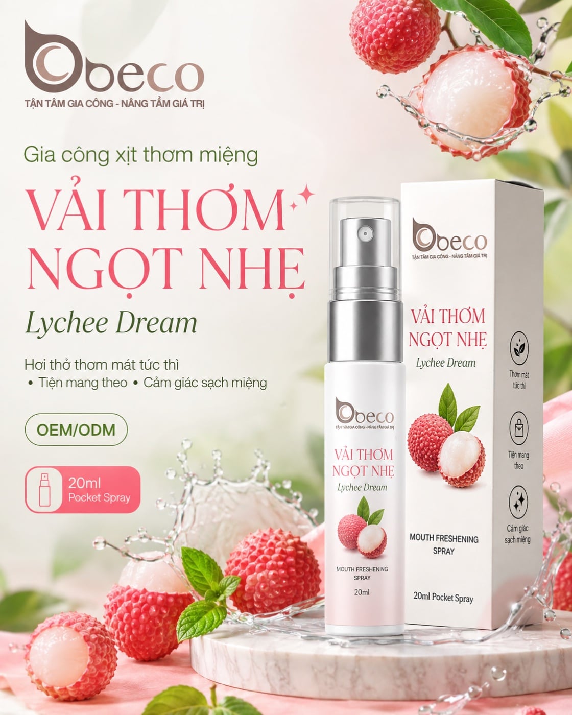 Xịt thơm miệng hương vải Lychee Dream của BECO