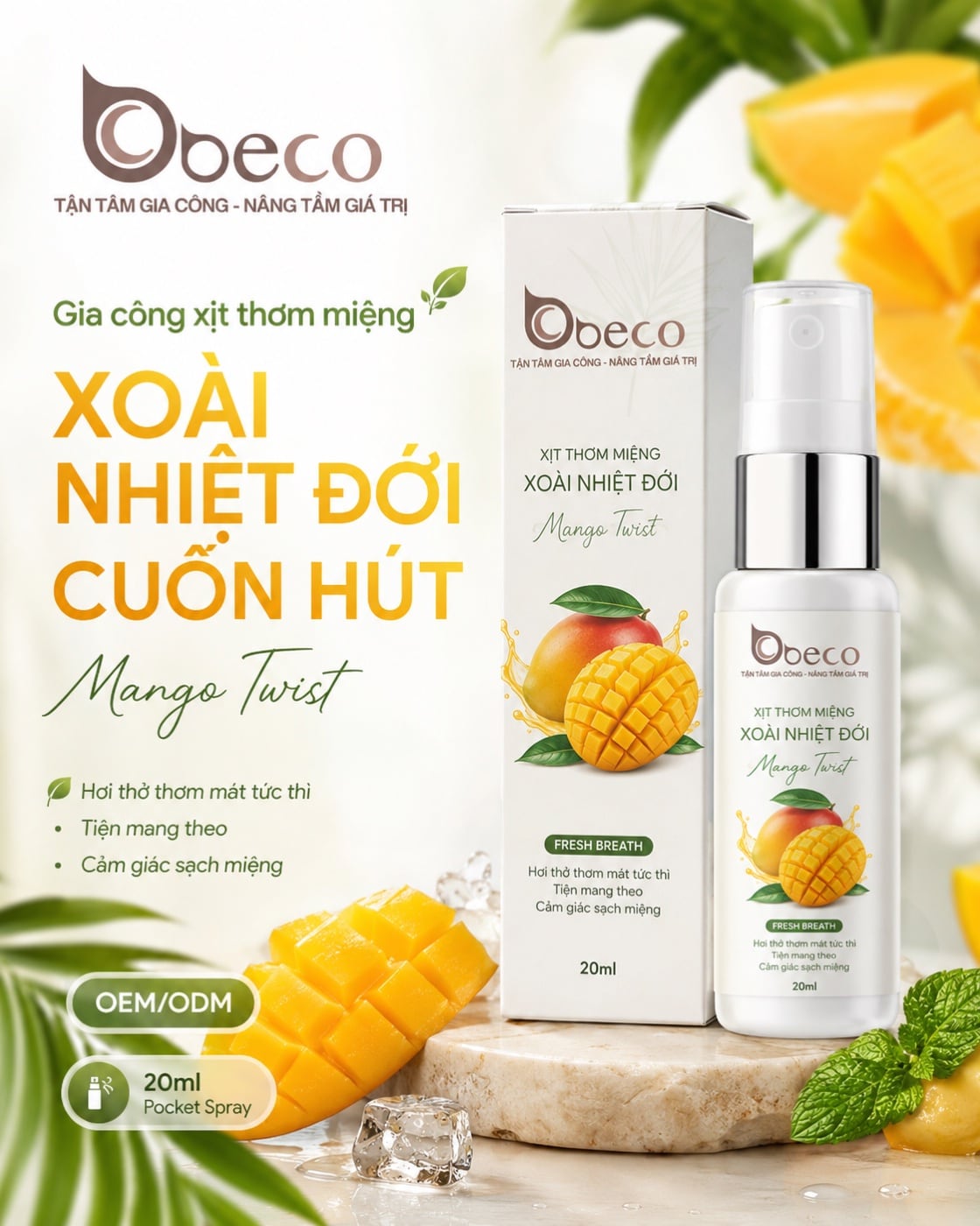 Xịt thơm miệng hương xoài Mango Twist của BECO