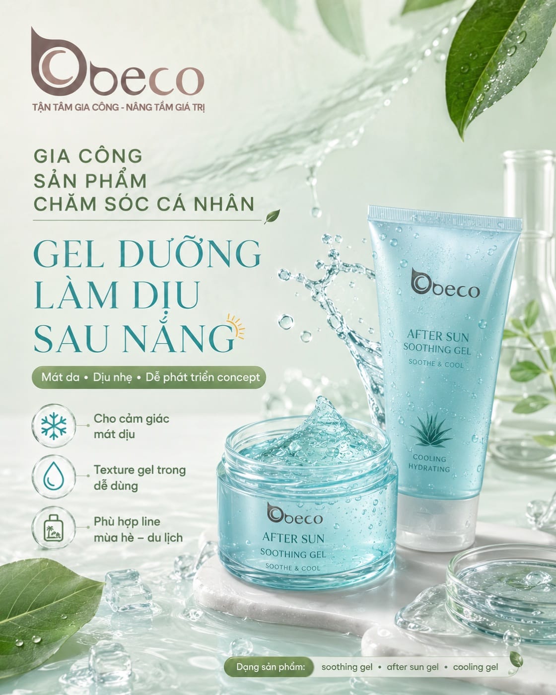 Gel dưỡng làm dịu sau nắng do BECO gia công