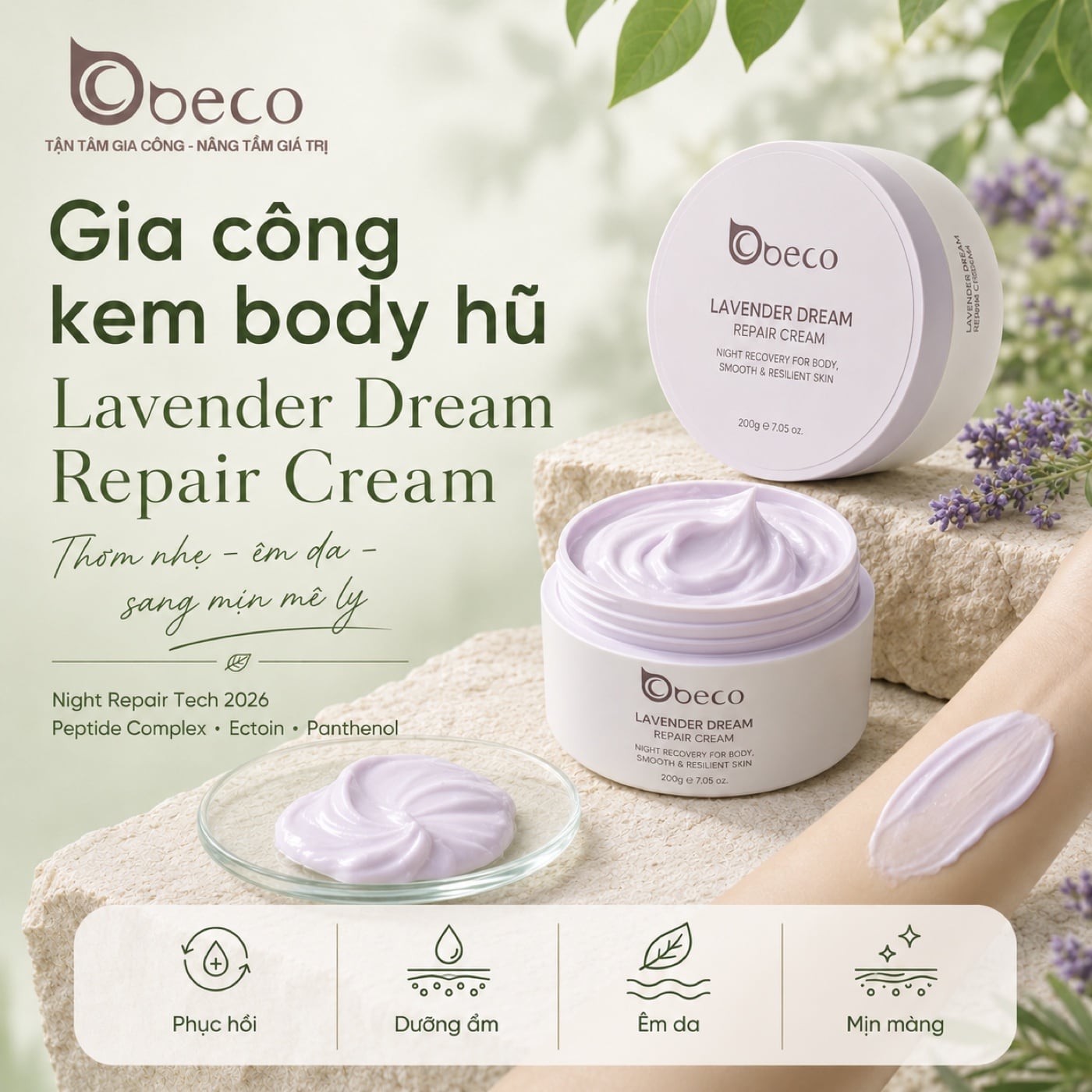 Kem body hũ Lavender Dream Repair Cream của BECO