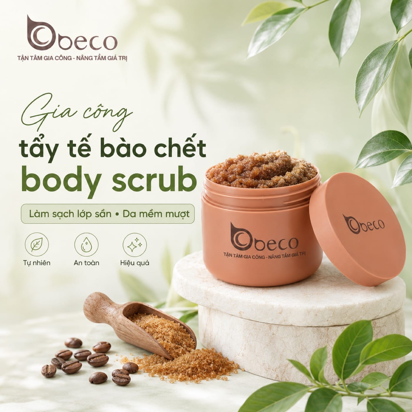 Tẩy tế bào chết body dạng hạt do BECO gia công, hũ 250g