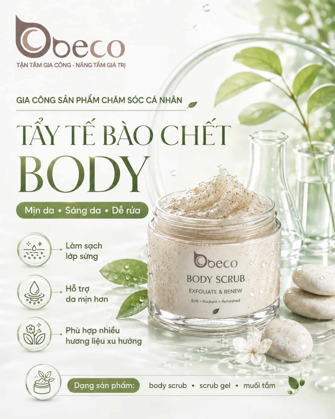 Tẩy tế bào chết body nền kem của BECO