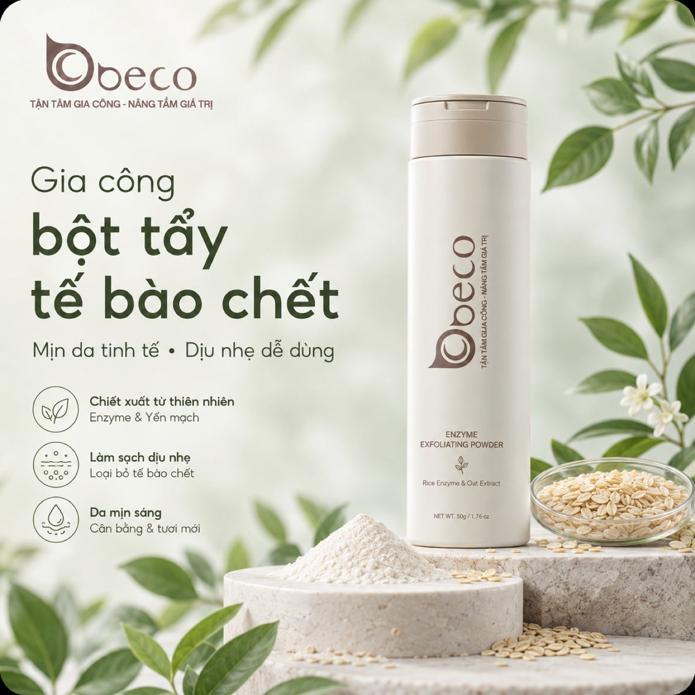 Bột tẩy tế bào chết do BECO gia công, lọ bột 70g