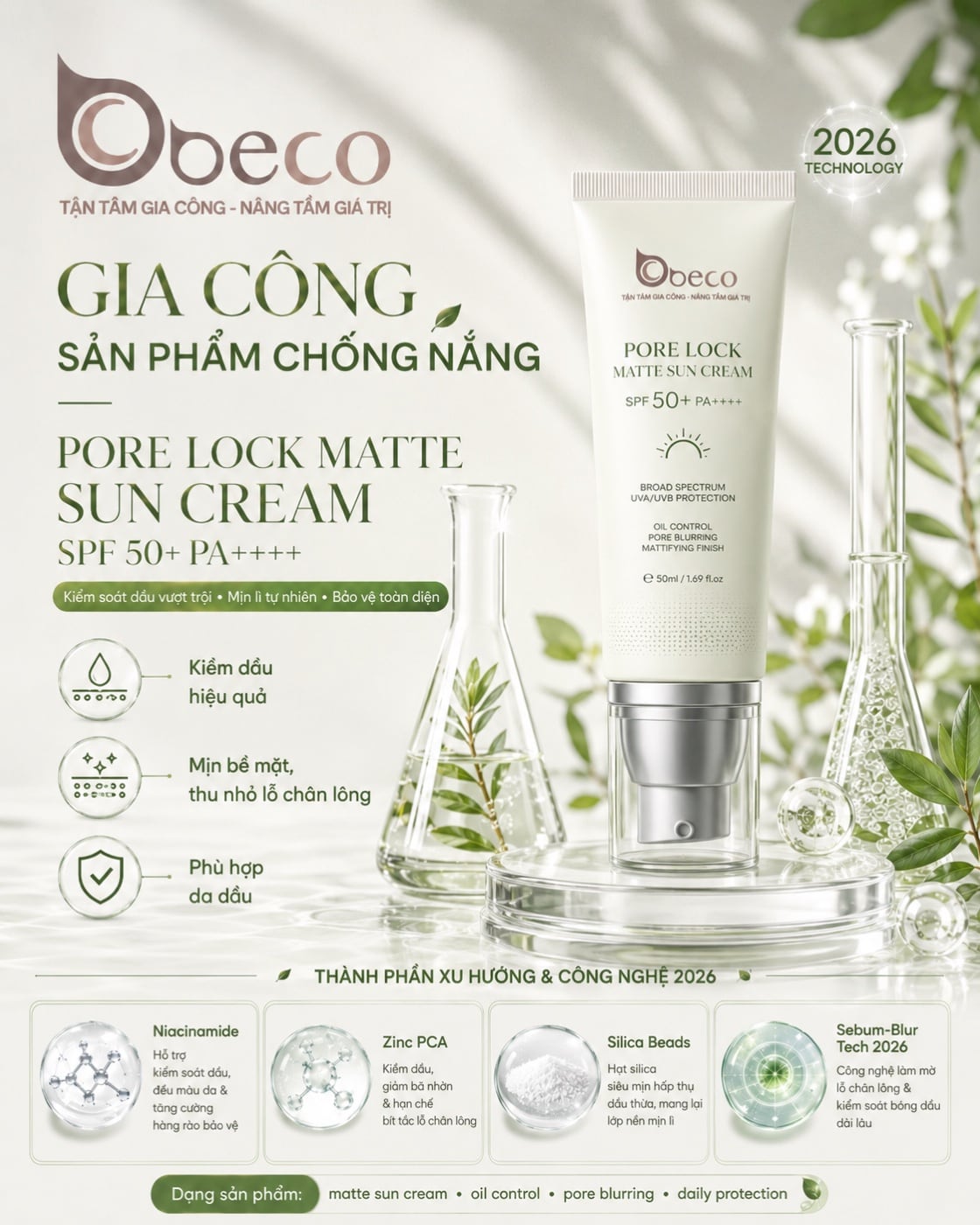 Kem chống nắng kiềm dầu Pore Lock Matte của BECO