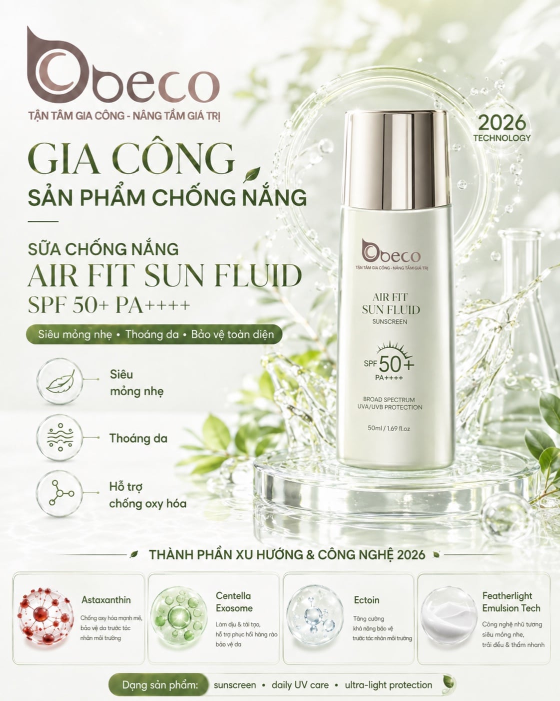 Sữa chống nắng Air Fit Sun Fluid của BECO