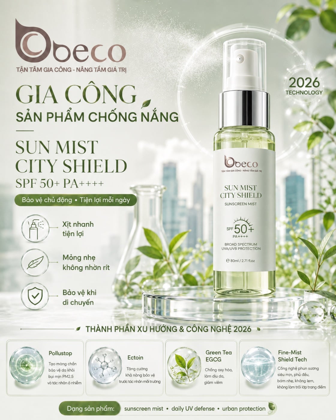 Xịt chống nắng Sun Mist City Shield của BECO