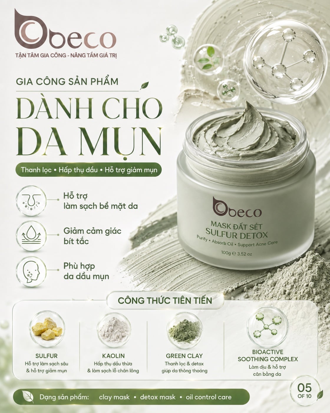 Mặt nạ đất sét thanh lọc cho da mụn của BECO