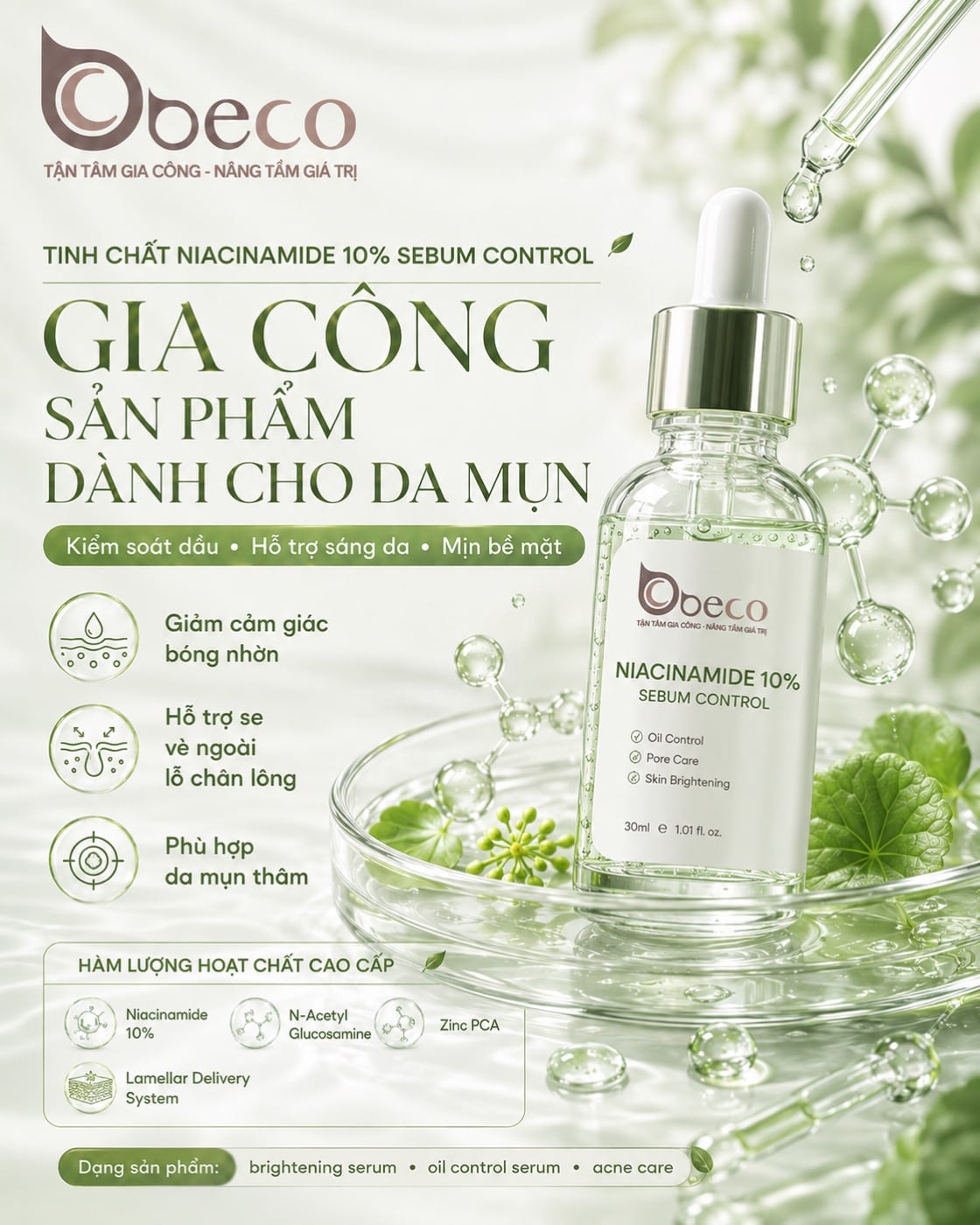 Tinh chất Niacinamide 10% Sebum Control của BECO