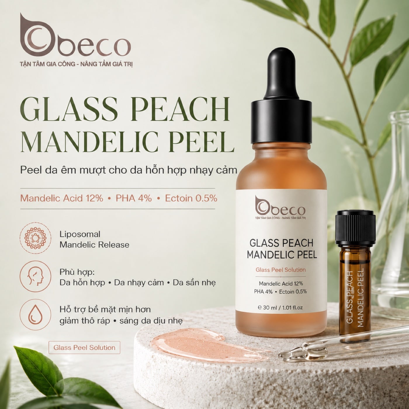 Serum peel Glass Peach Mandelic Peel của BECO