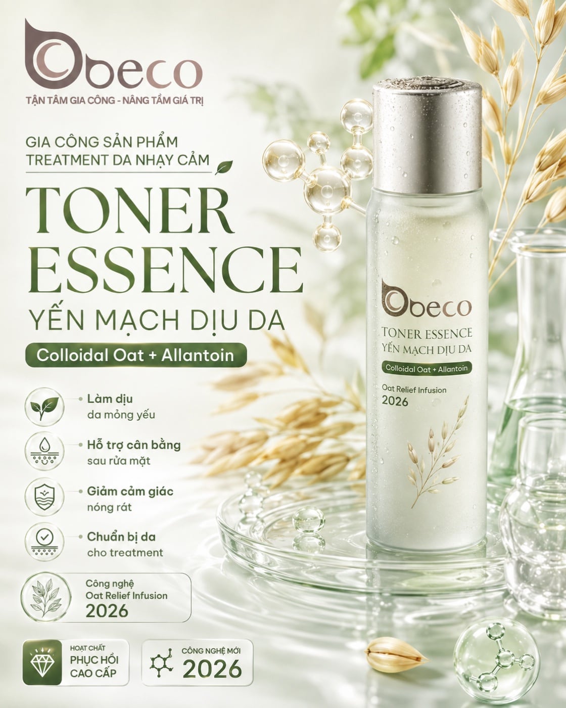 Toner essence yến mạch dịu da của BECO