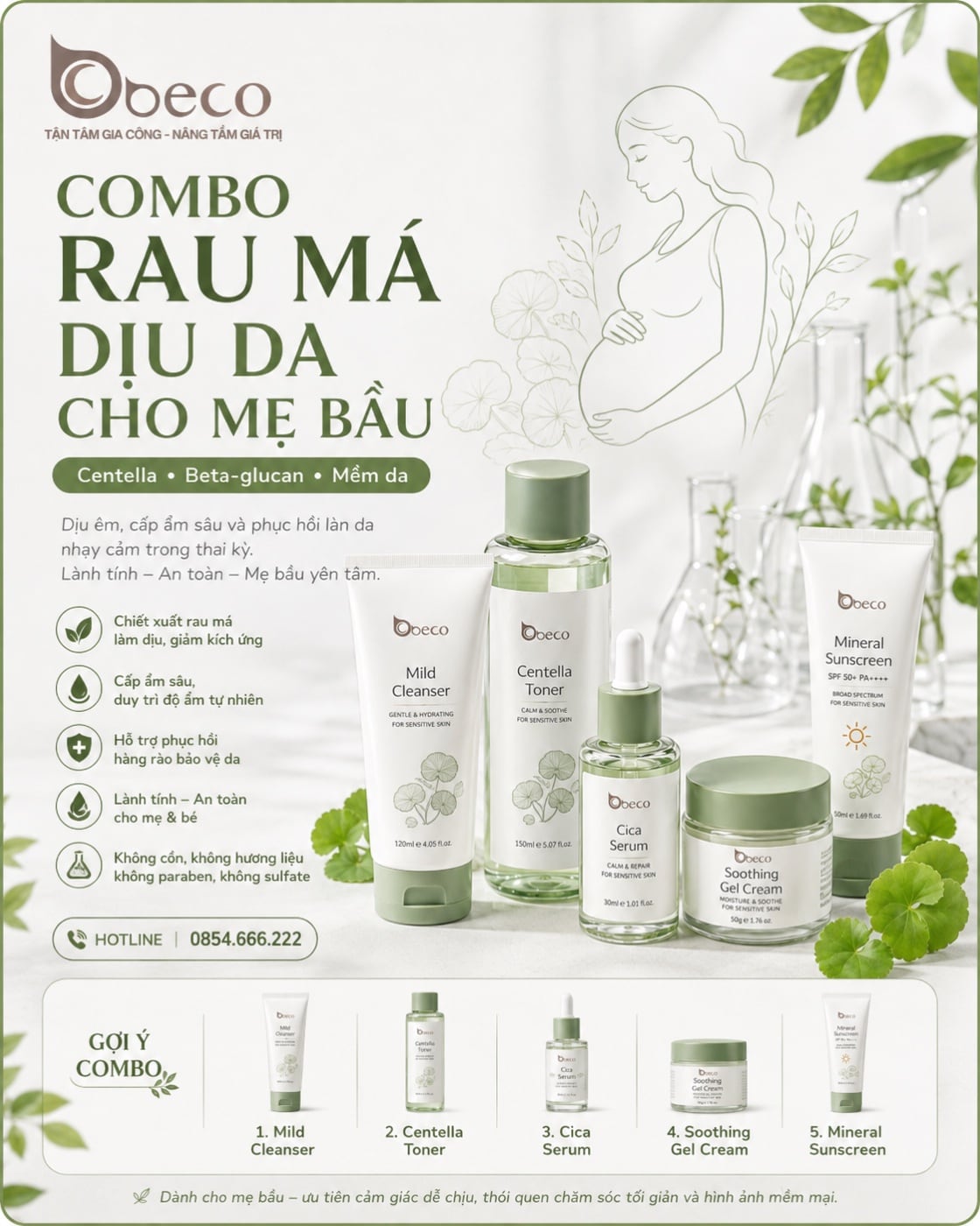 Bộ rau má dịu da cho mẹ bầu của BECO