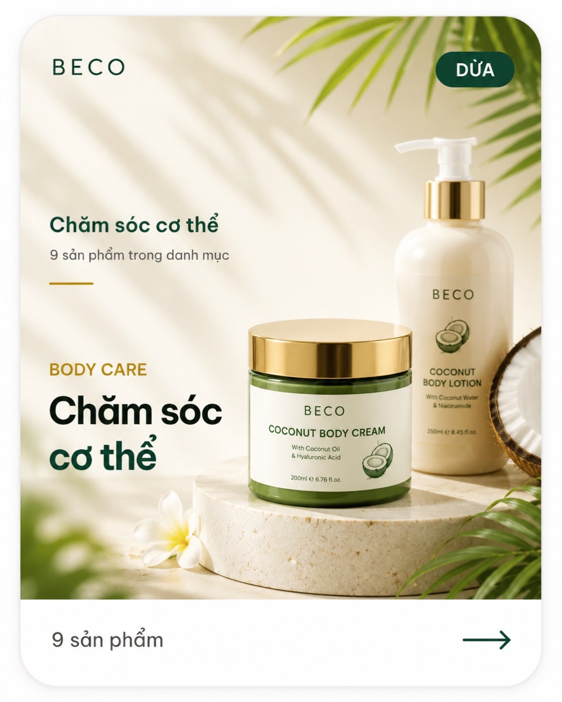 Nhóm sản phẩm chăm sóc cơ thể do BECO sản xuất