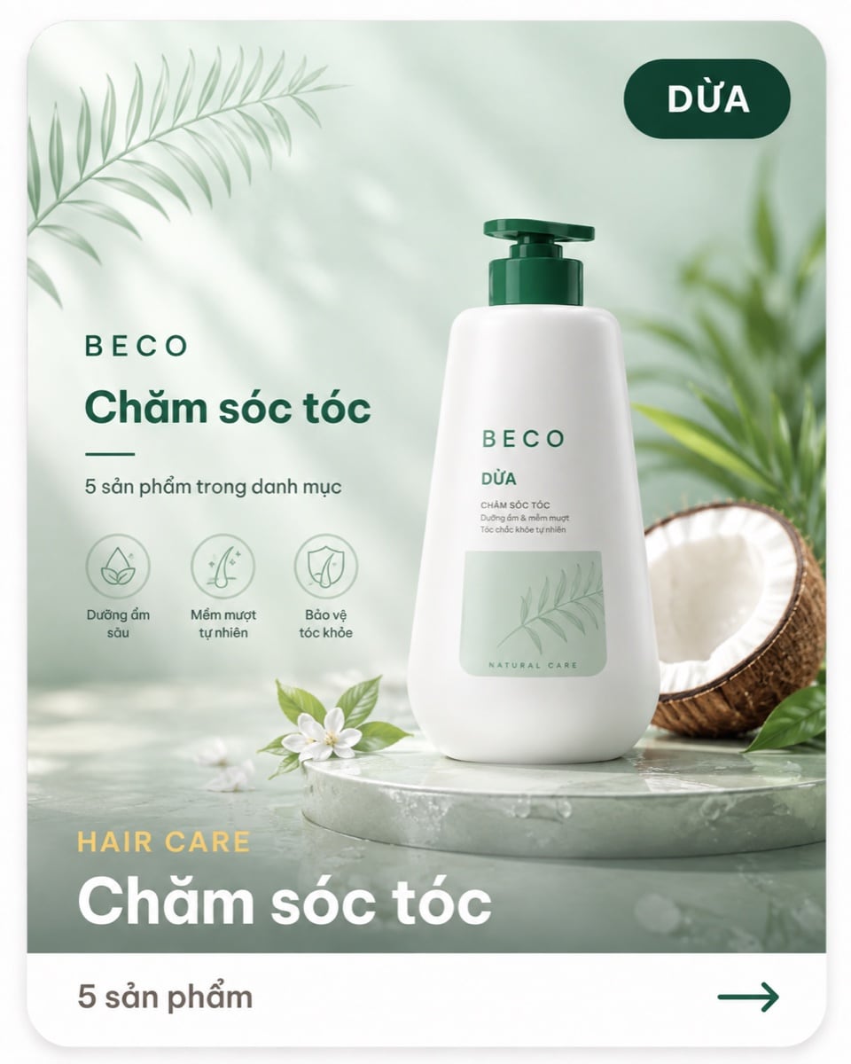 Thẻ nhận diện nhóm chăm sóc tóc của BECO, bản đầu