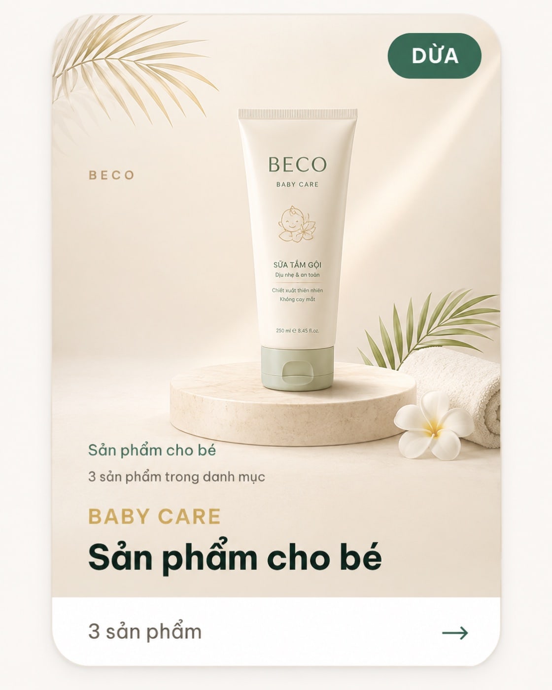 Sữa tắm gội Baby Derma Care cho bé do BECO sản xuất
