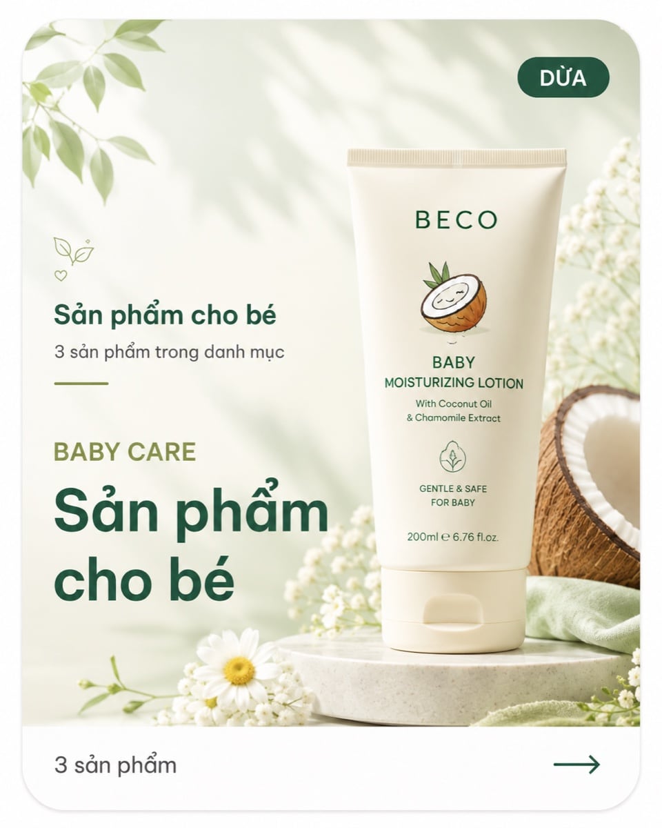 Thẻ nhận diện nhóm sản phẩm cho bé của BECO, bản đầu