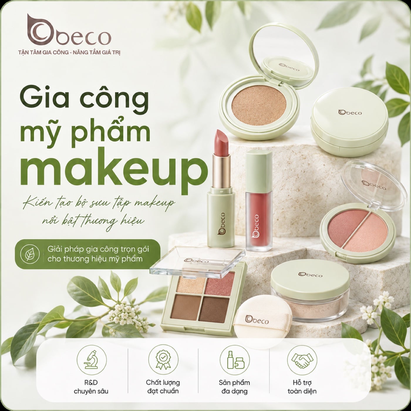 Bìa dòng gia công mỹ phẩm trang điểm của BECO