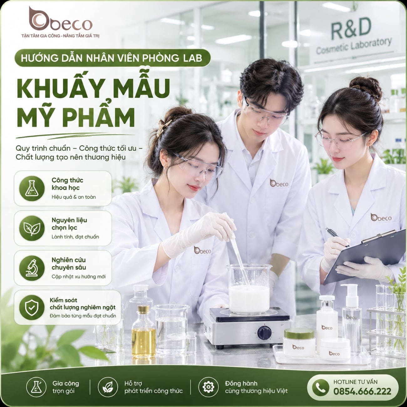 Hướng dẫn thao tác khuấy mẫu mỹ phẩm tại phòng lab BECO