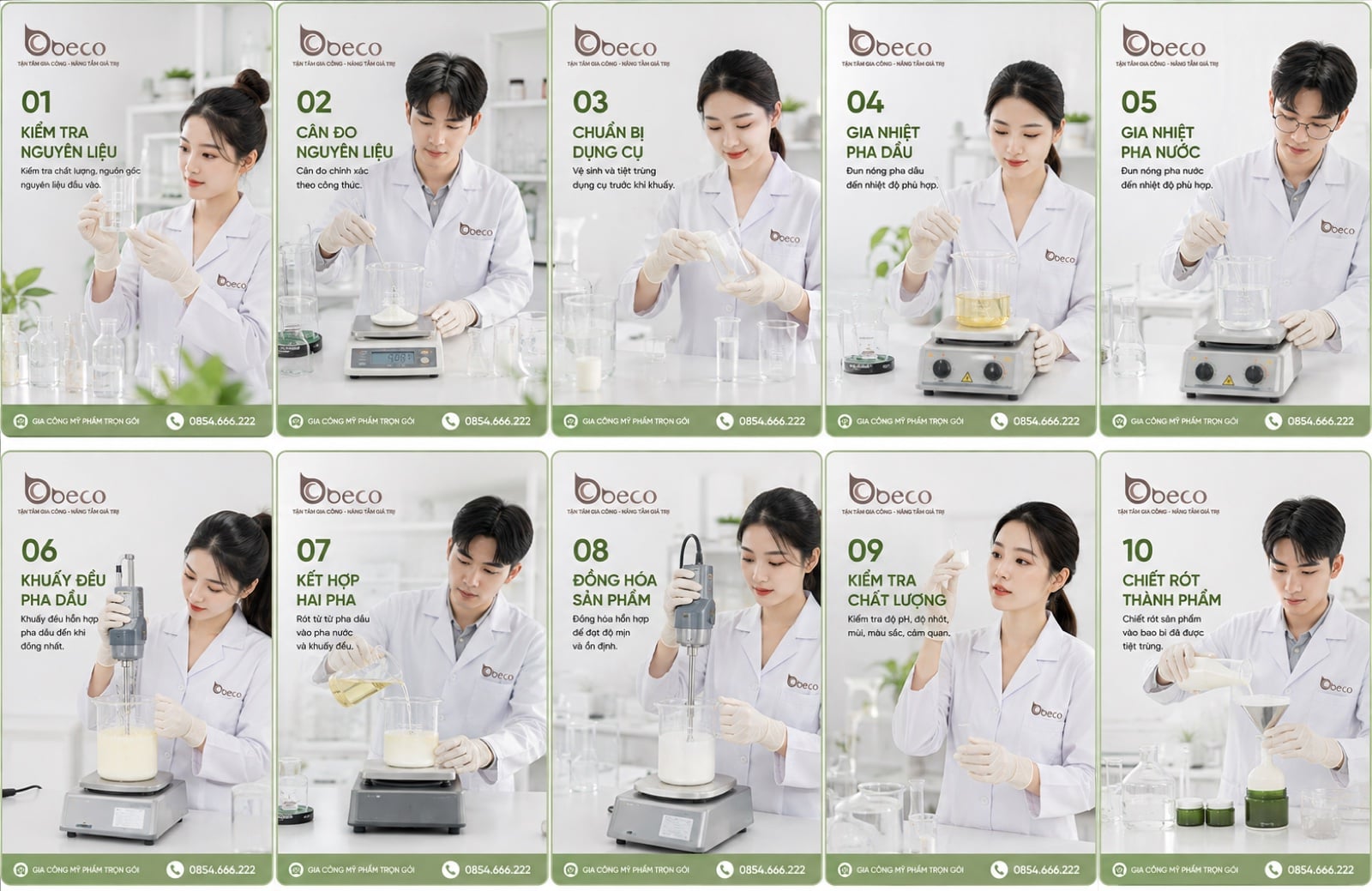 Bảng quy trình khuấy mẫu mười bước của BECO, từ vệ sinh dụng cụ tới đóng gói mẫu