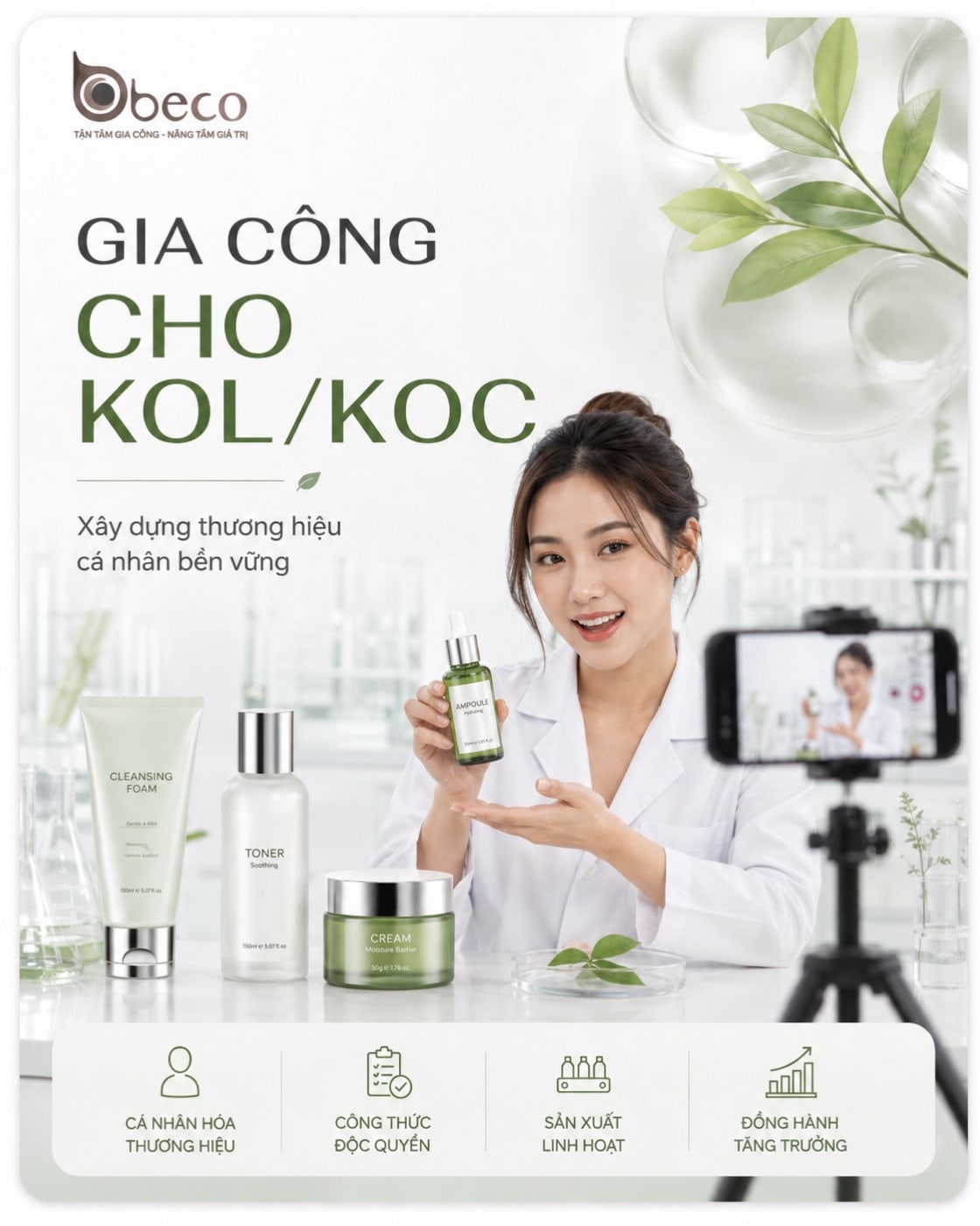 Người sáng tạo nội dung giới thiệu sản phẩm mỹ phẩm mang thương hiệu cá nhân