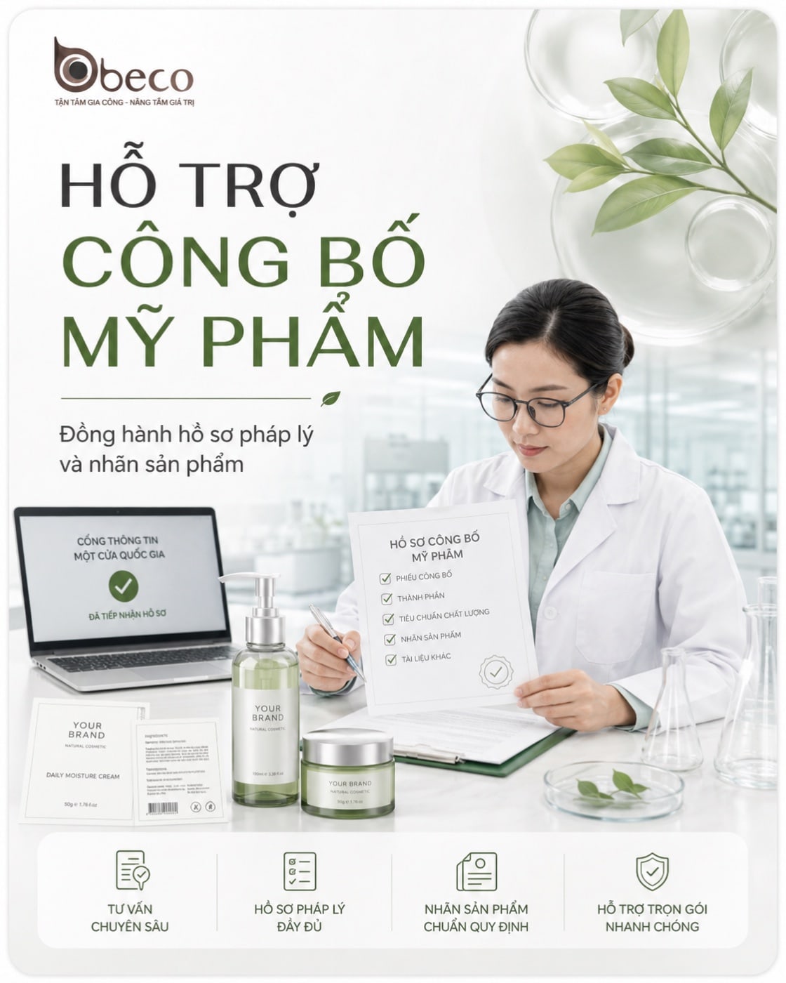 Chuyên viên BECO rà soát hồ sơ công bố mỹ phẩm và nội dung nhãn sản phẩm