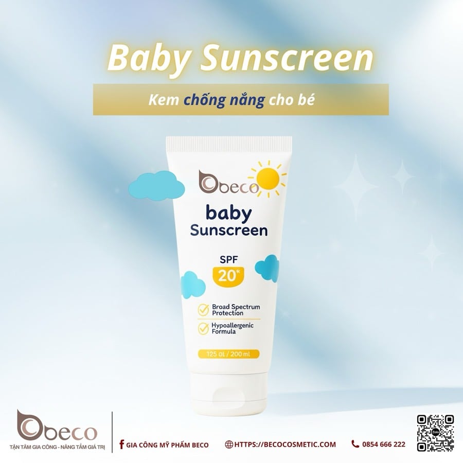 Kem chống nắng cho bé do BECO gia công