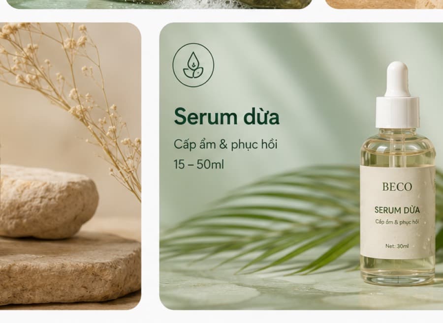 Serum dừa BECO — nền dầu dừa ép lạnh, quy cách 15 đến 50ml