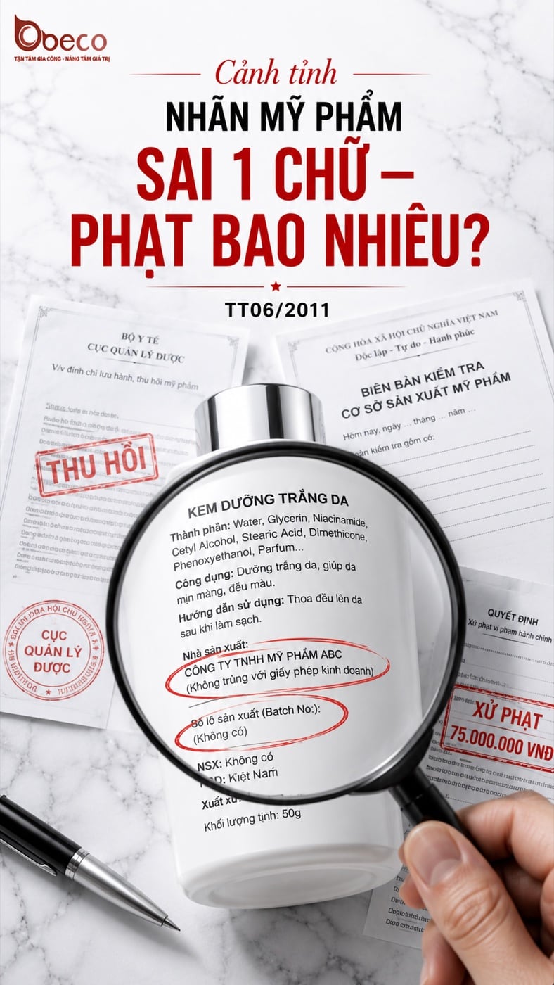 Poster BECO về lỗi ghi nhãn mỹ phẩm theo Thông tư 06/2011/TT-BYT