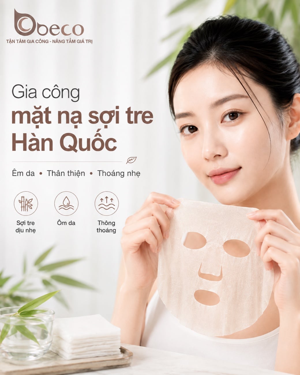 Mặt nạ sợi tre do BECO gia công