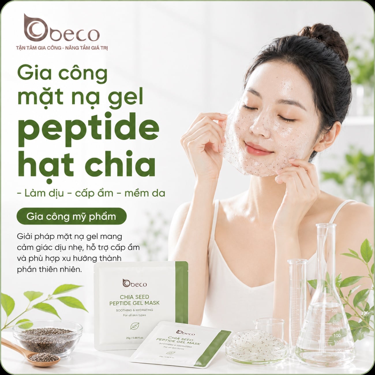 Mặt nạ gel peptide hạt chia do BECO gia công
