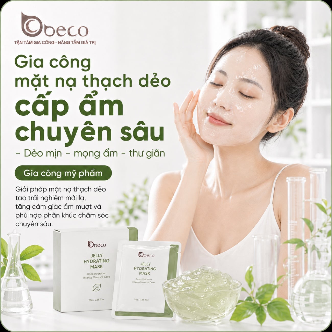 Mặt nạ thạch dẻo cấp ẩm chuyên sâu do BECO gia công