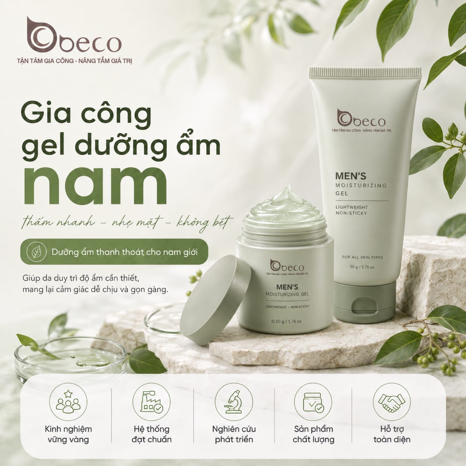 Gel dưỡng ẩm dành cho nam do BECO gia công