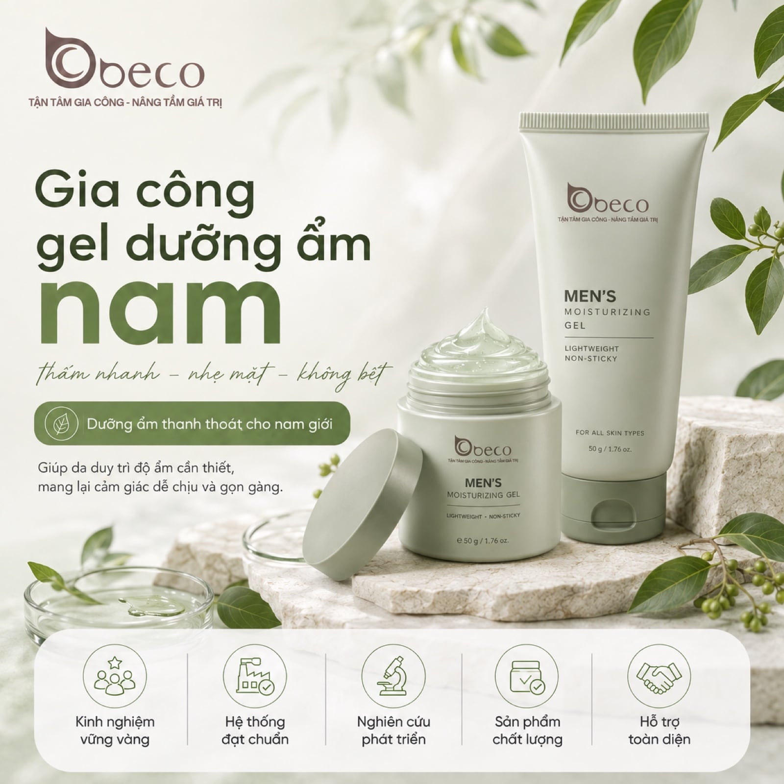 Gel dưỡng ẩm dành cho nam do BECO gia công