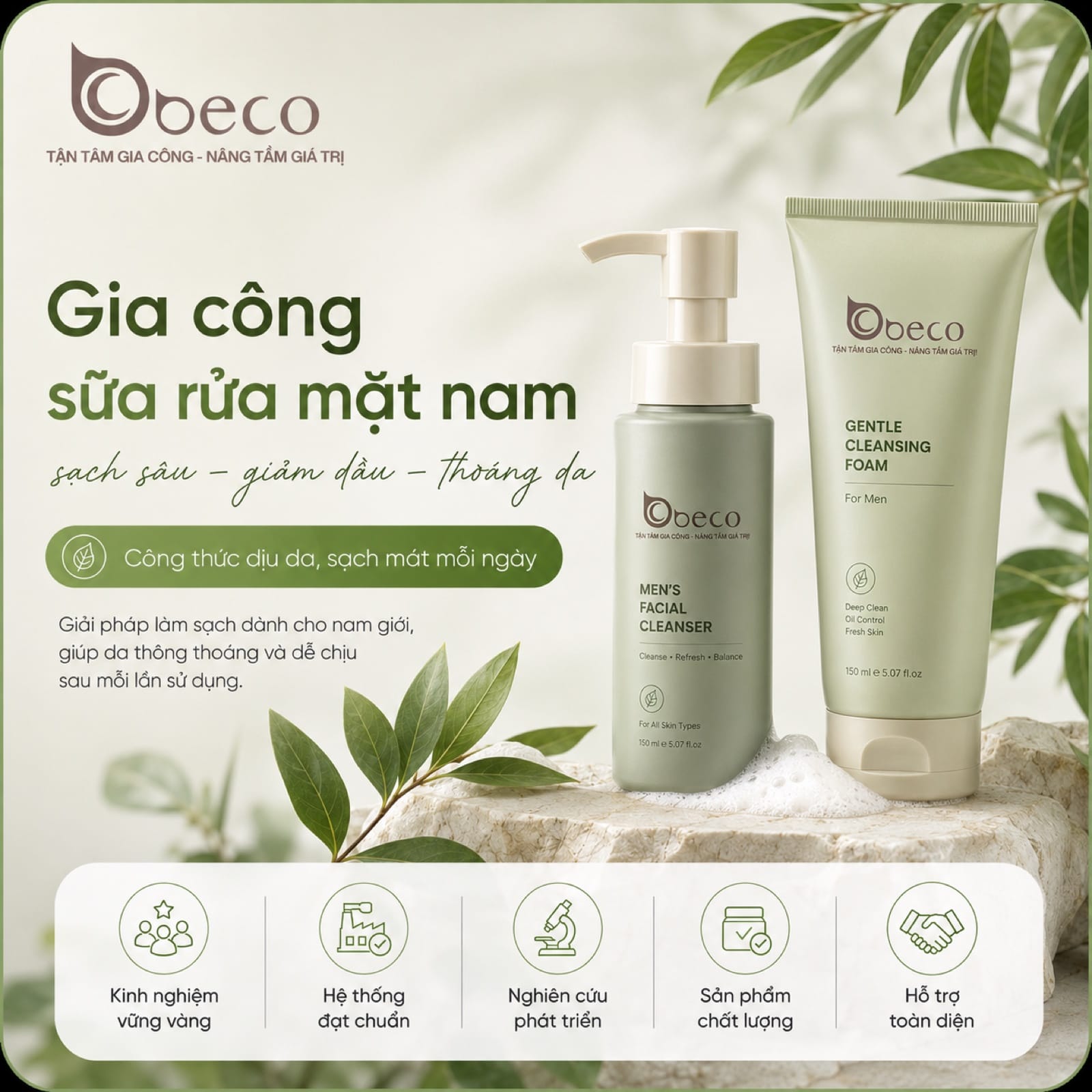 Sữa rửa mặt dành cho nam do BECO gia công