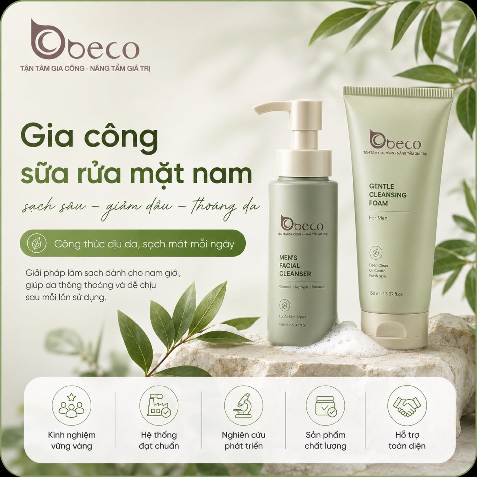 Sữa rửa mặt dành cho nam do BECO gia công