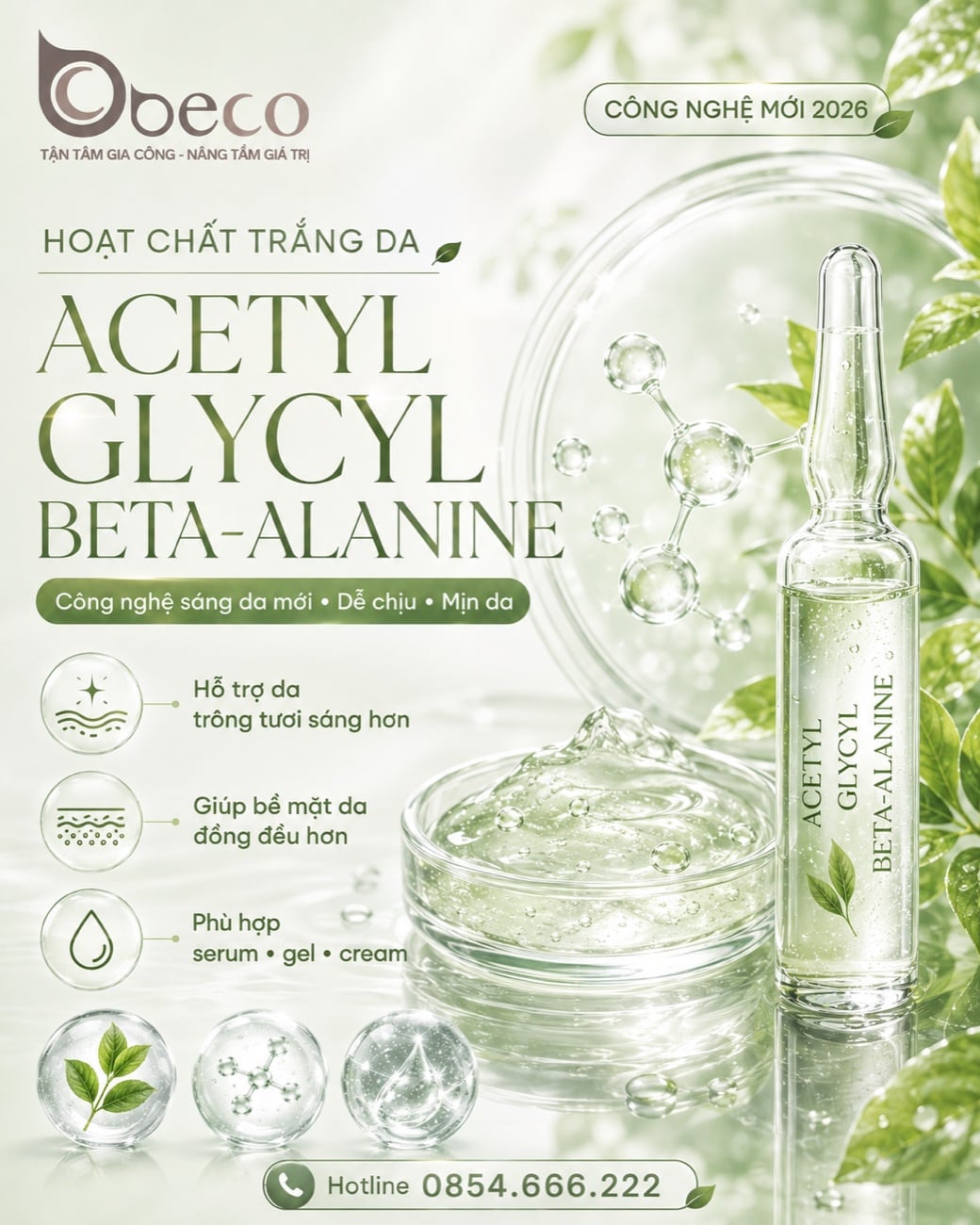 Nguyên liệu Acetyl Glycyl Beta-Alanine trong danh mục của BECO