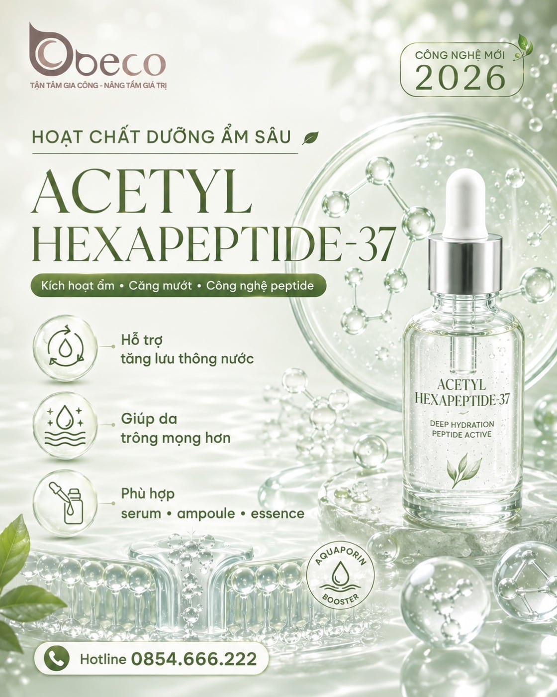 Nguyên liệu Acetyl Hexapeptide-37 trong danh mục nguyên liệu của BECO