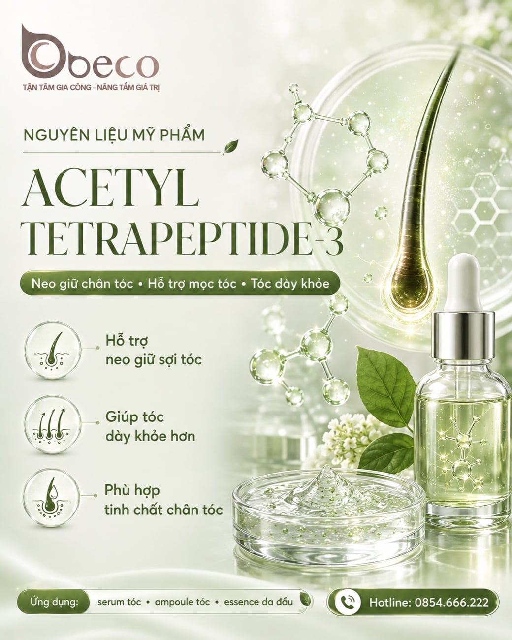 Nguyên liệu Acetyl Tetrapeptide-3 trong danh mục của BECO