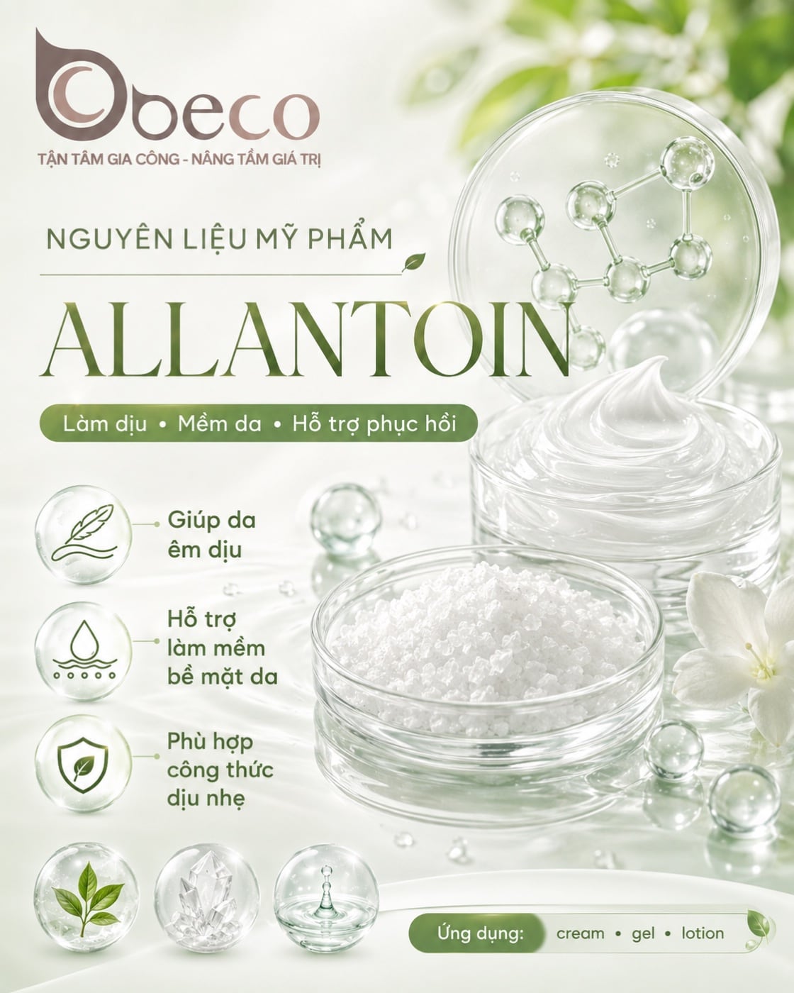 Nguyên liệu Allantoin trong danh mục nguyên liệu của BECO