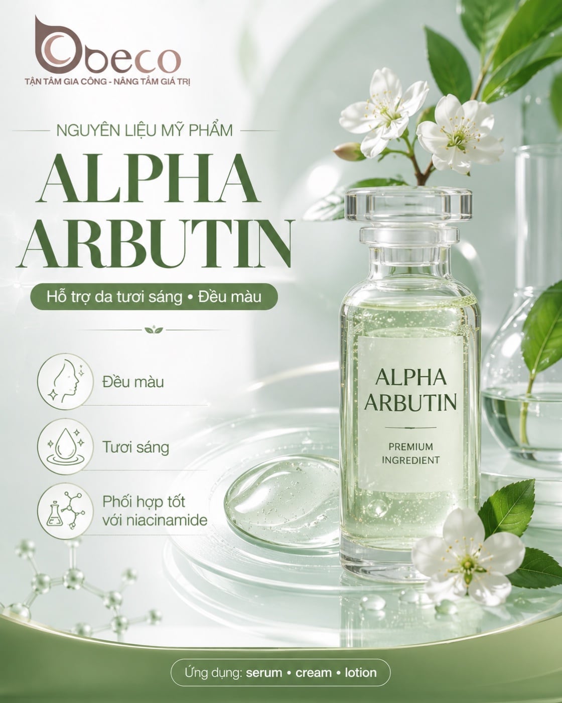 Thẻ Alpha-Arbutin bản vuông của BECO