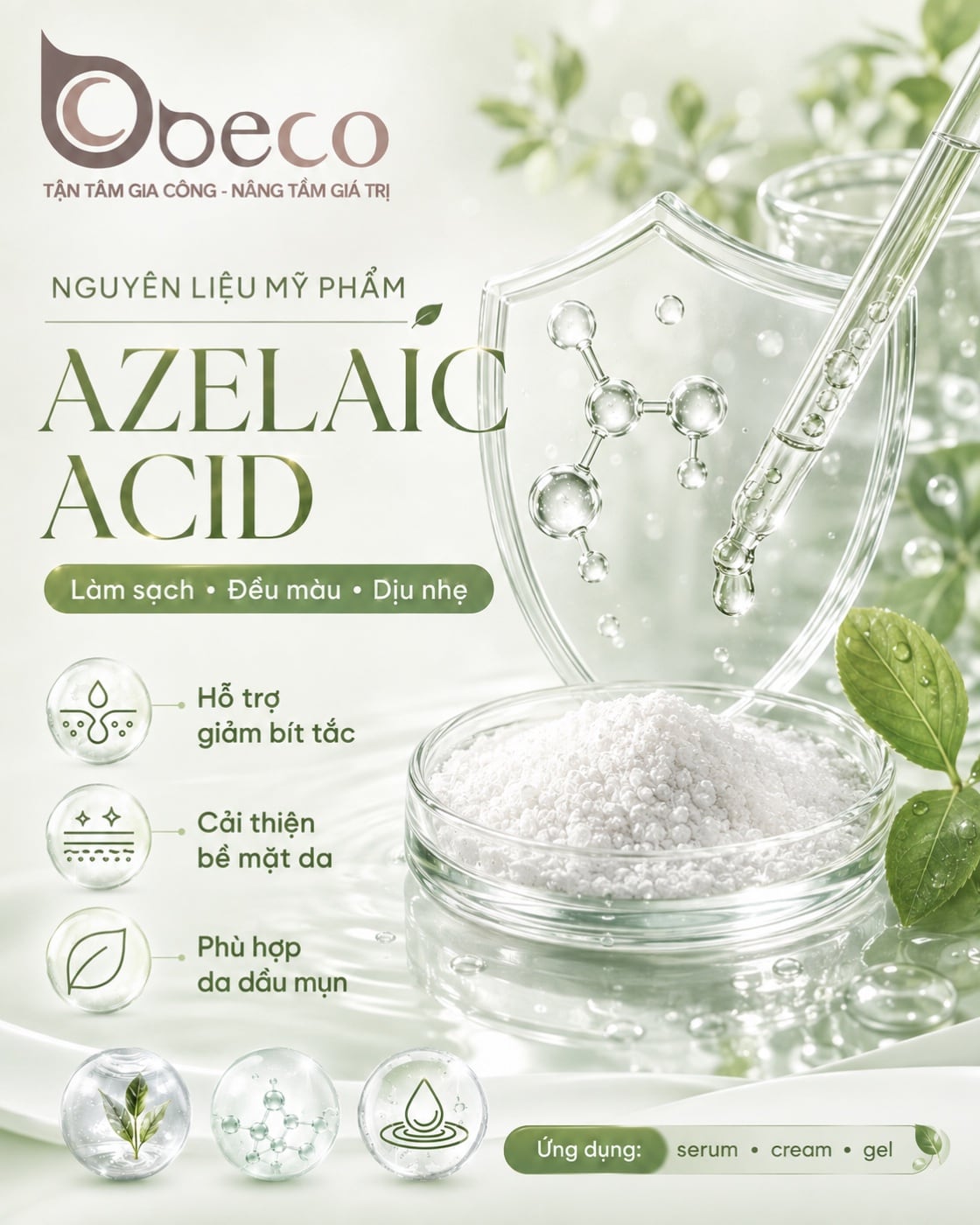 Nguyên liệu Azelaic Acid trong danh mục nguyên liệu của BECO