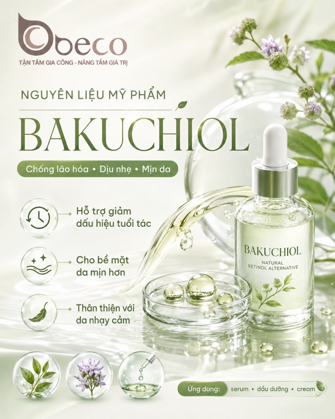 Nguyên liệu Bakuchiol trong danh mục nguyên liệu của BECO