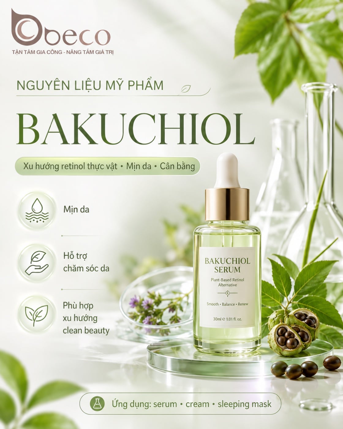 Thẻ Bakuchiol bản vuông của BECO