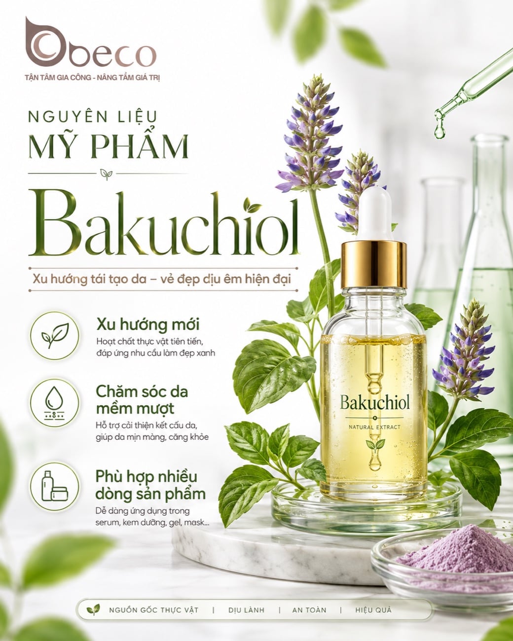 Nguyên liệu Bakuchiol trong danh mục nguyên liệu của BECO